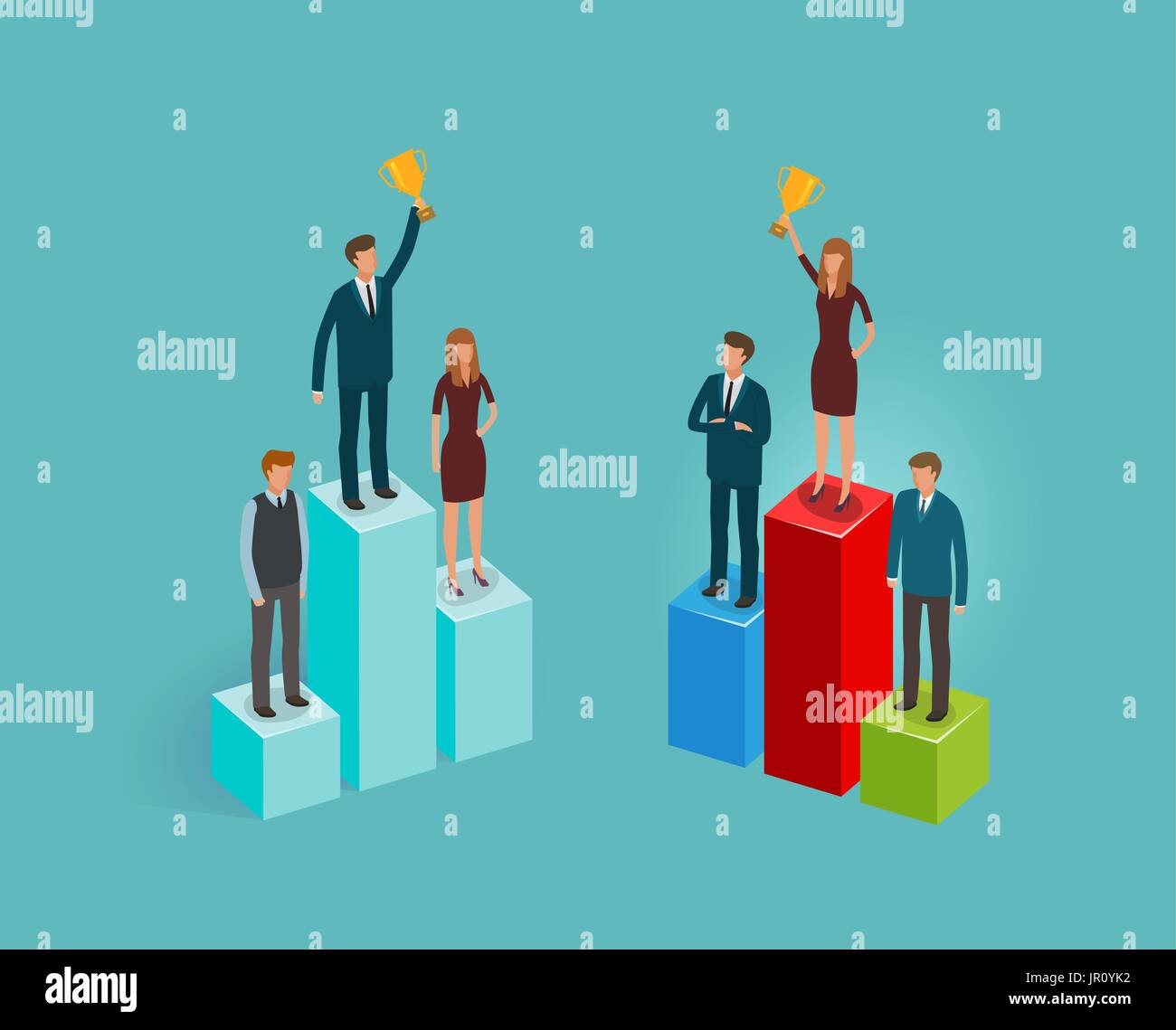 Business-Konzept. Infografiken, Geschäftsleute, voraus Vektor-illustration Stock Vektor