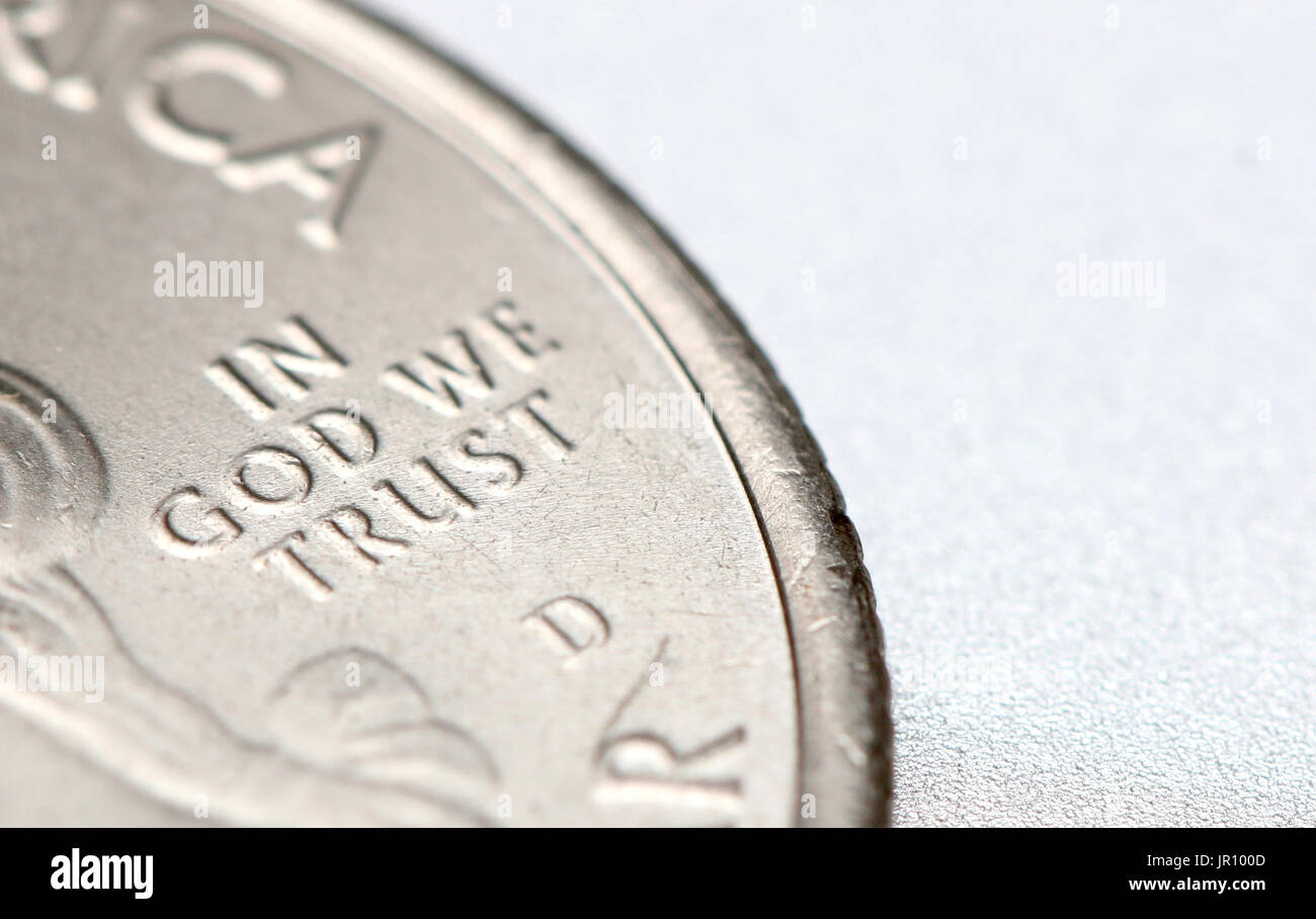 In God We Trust auf ein Viertel Stockfoto
