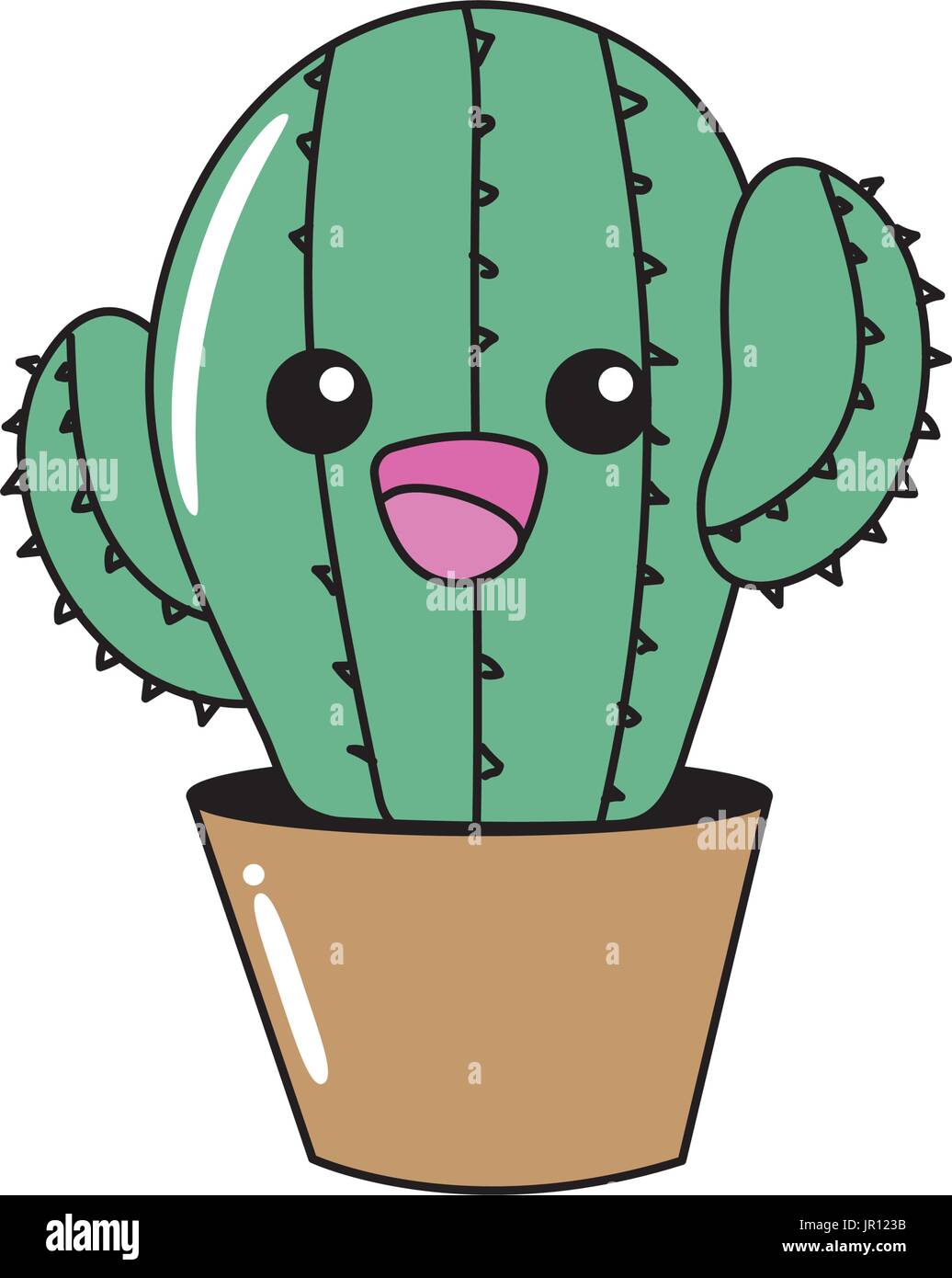 Kawaii niedlich zart Kaktus Pflanze Stock-Vektorgrafik - Alamy