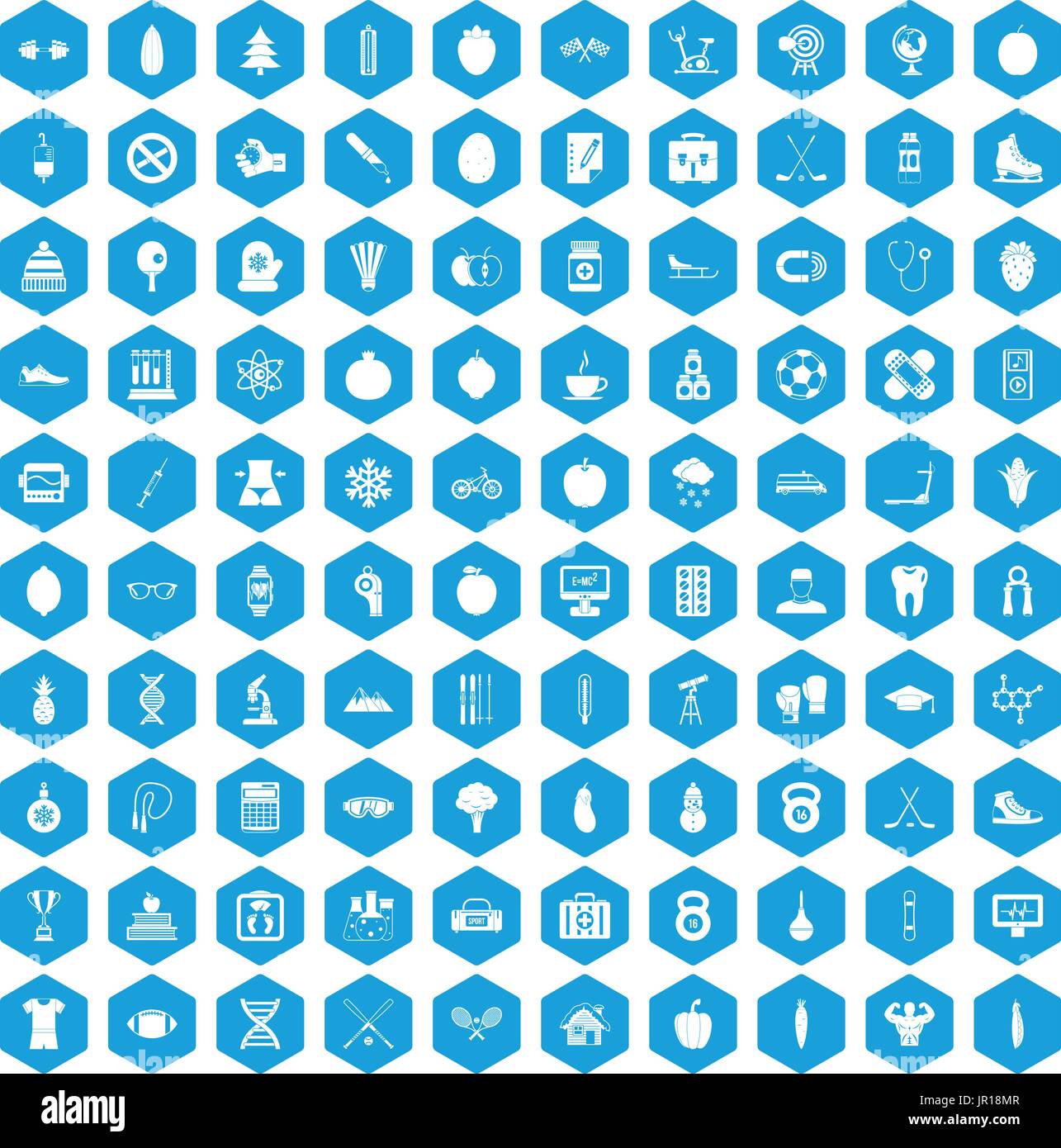 100 gut Person Icons set blau Stock Vektor