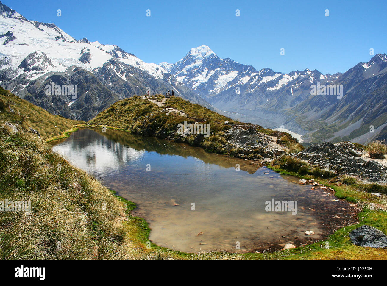Alpinen See in Neuseeland Mount Cook im Hintergrund Stockfoto