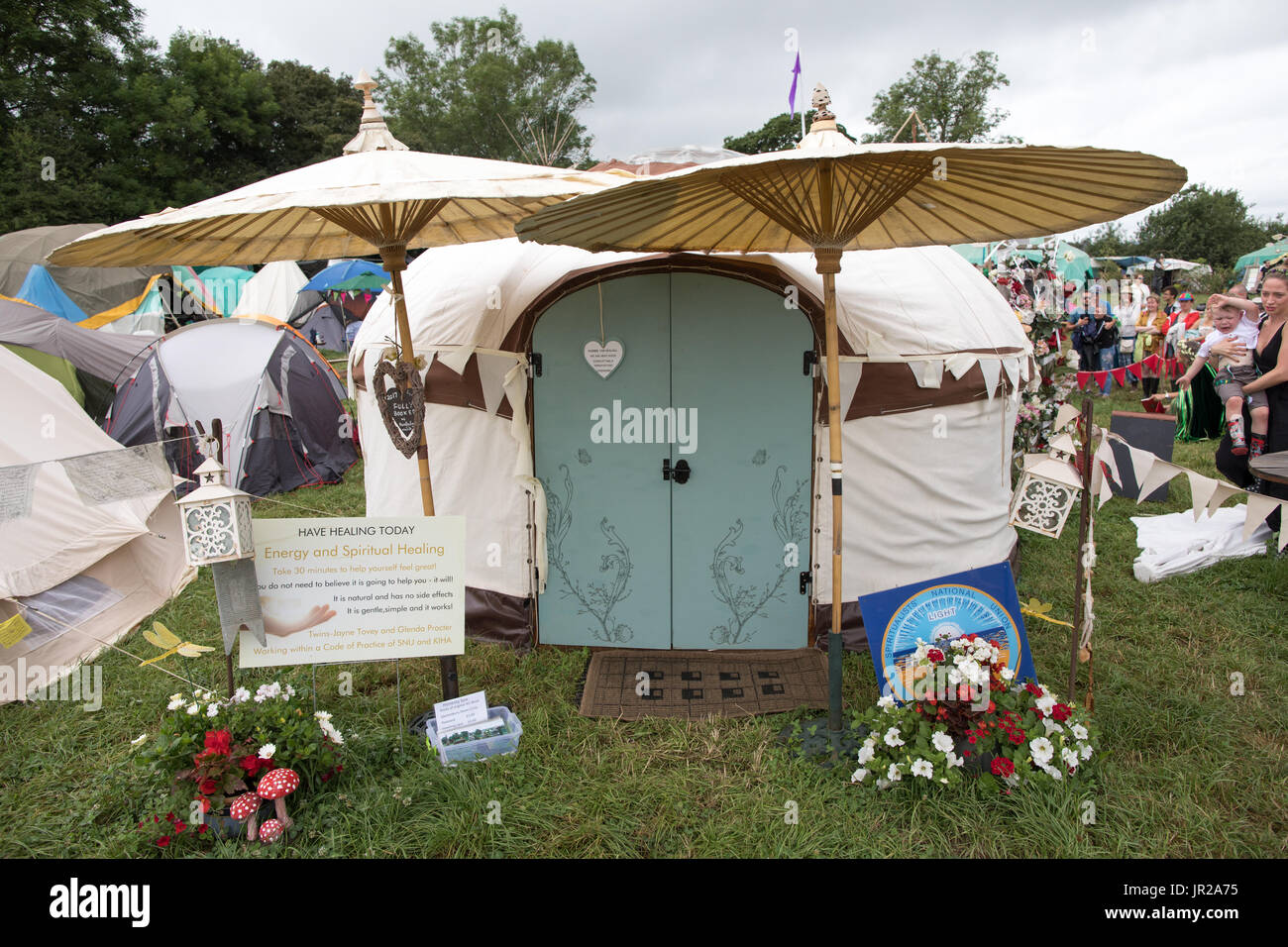 Traditionelle Jurte auf dem Glastonbury Festival in Großbritannien Stockfoto