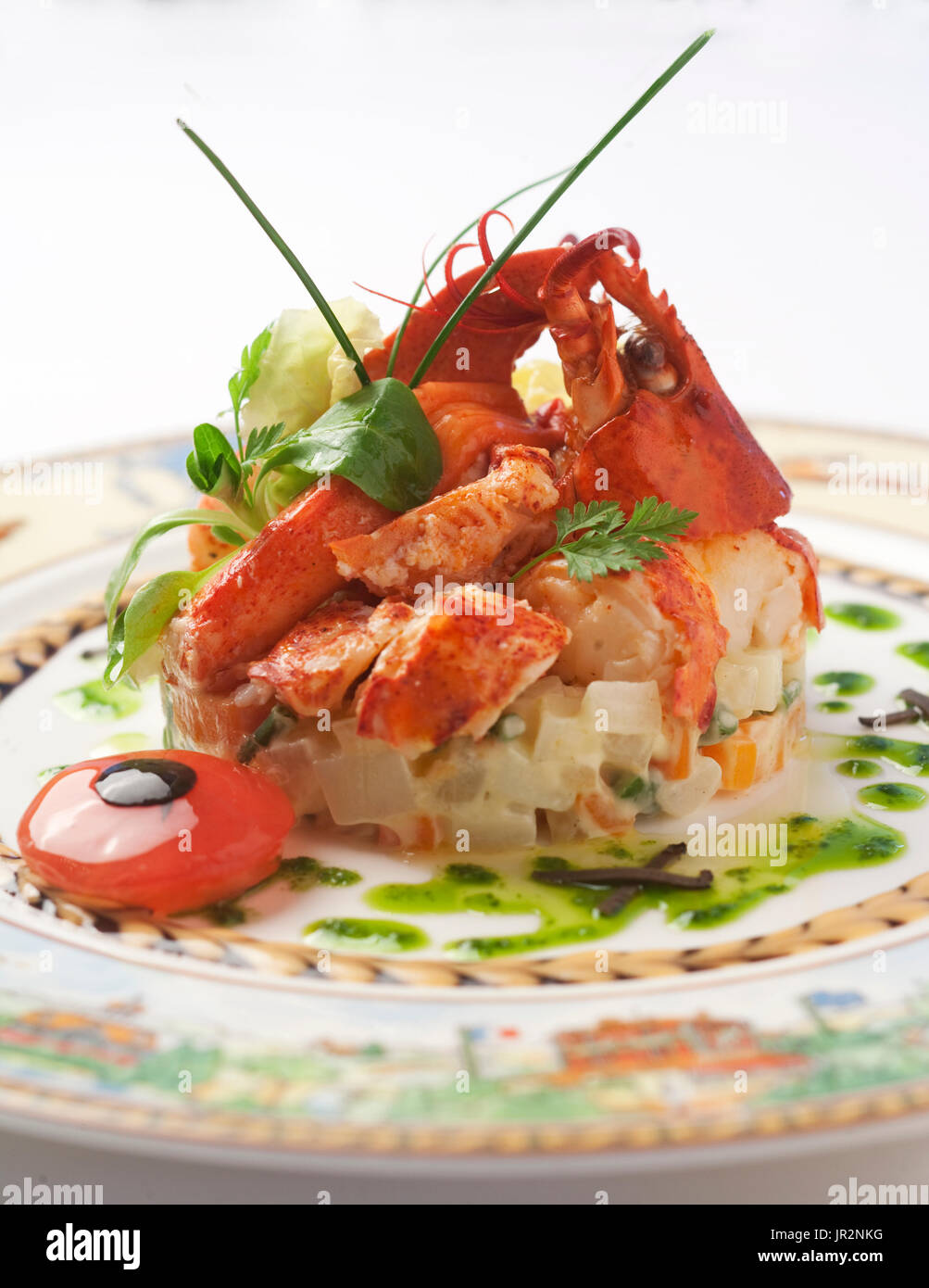 Europa/Frankreich/Rhône-Alpes/Lyon/Collonges-au-Mont d ' or/Restaurant Paul Bocuse. Trois Étoiles Michelin. Salade de homard Stockfoto