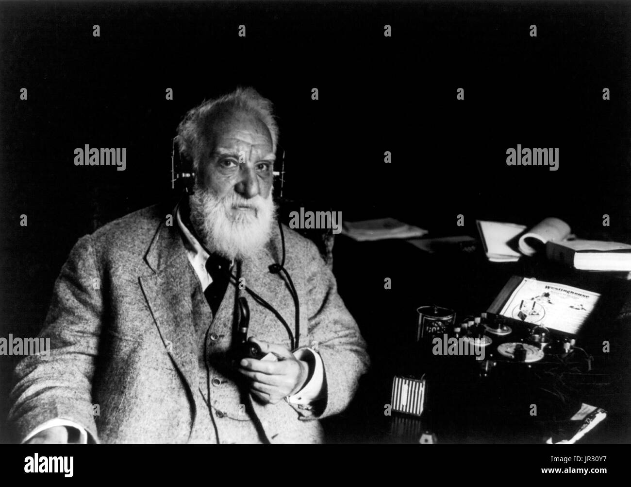 Alexander Graham Bell mit photophon, 1922 Stockfoto
