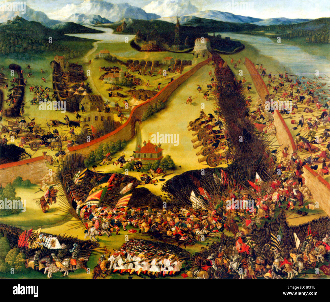 Der italienische Krieg von 1521-26 (vier Jahre Krieg, Bestandteil der italienischen Kriege) entsteint Francis I von Frankreich und der Republik Venedig gegen die Emperor Charles v., Heinrich VIII. von England und dem Kirchenstaat. Der Konflikt entstand von Feindseligkeit über die Wahl Karls zum Kaiser 1519-20 und von Papst Leo x müssen mit Charles gegen Martin Luther zu verbünden. Die Schlacht von Pavia, kämpften am Morgen des 24 Februar 1525 war das entscheidende Engagement des italienischen Krieges von 1521-26. Eine kaiserlich-spanische Armee unter dem nominellen Befehl von Charles de Lannoy (und in Zusammenarbeit mit der Stockfoto