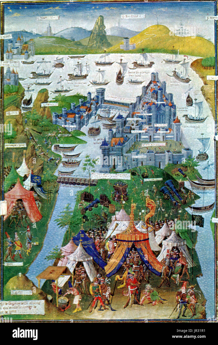 Fall von Konstantinopolise war die Eroberung der Hauptstadt des byzantinischen Reiches durch eine angreifende Armee des Osmanischen Reiches am 29 Mai 1453. Die Osmanen wurden unter dem Kommando von Mehmed der Eroberer, der siebte Sultan des Osmanischen Reiches, die eine Armee besiegt befohlen durch byzantinischer Kaiser Constantine XI Palaiologos. Die Eroberung Konstantinopels folgte eine 53 Tage lang belagert, die begonnen hatte am 6 April 1453. Die Eroberung von Konstantinopel markierte das Ende des römischen Reiches, einer imperialen Staat, das für fast 1500 Jahre gedauert hatte. Die osmanische Eroberung von Konstantinopel befasste sich auch einen massiven Schlag, Chri Stockfoto