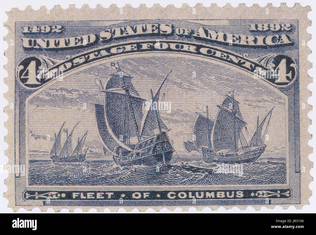 Flotte von Columbus, USA Briefmarke,1893 Stockfoto