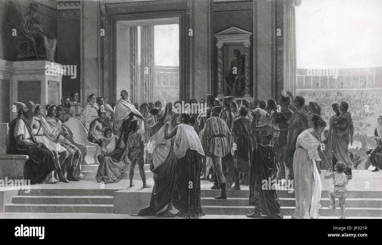 Pindar rezitieren Sieg Ode, Antiken olympischen Spiele Stockfoto