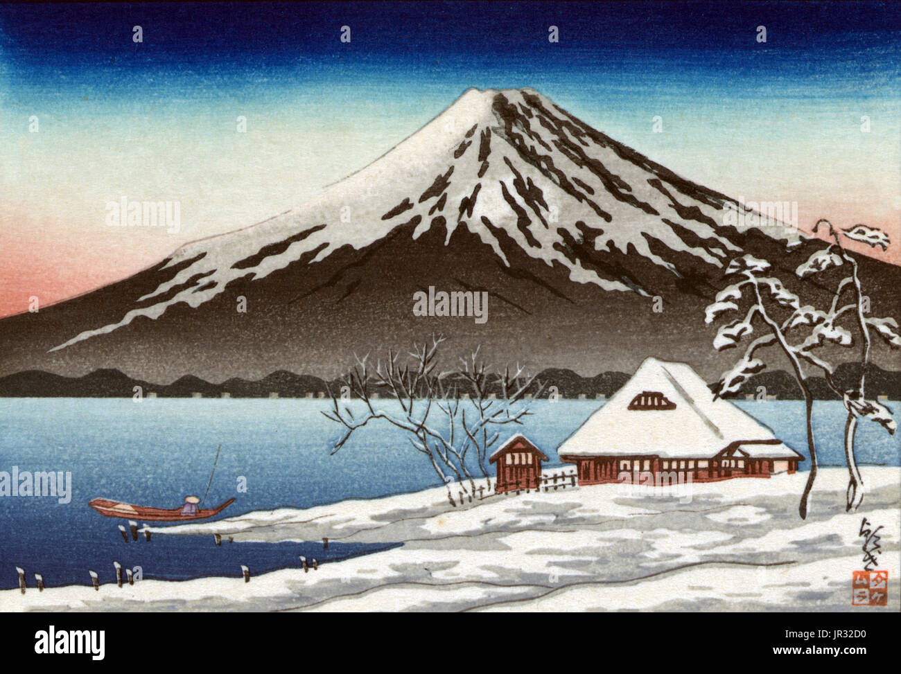 Mount Fuji, Winterlandschaft, 1890s Stockfoto