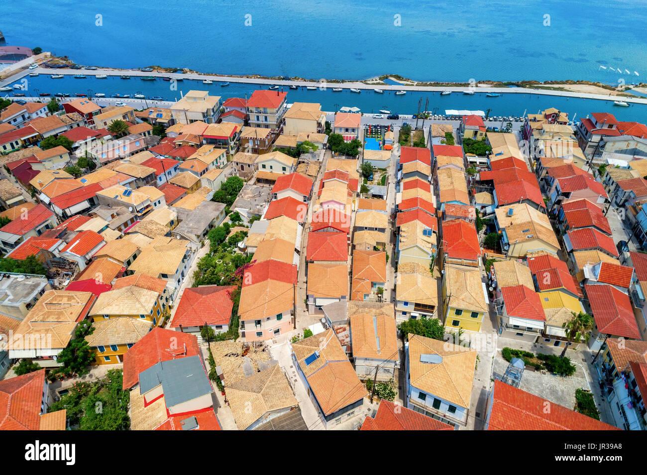 Luftaufnahme von Lefkada Stadt, Insel Lefkada, Griechenland Stockfoto