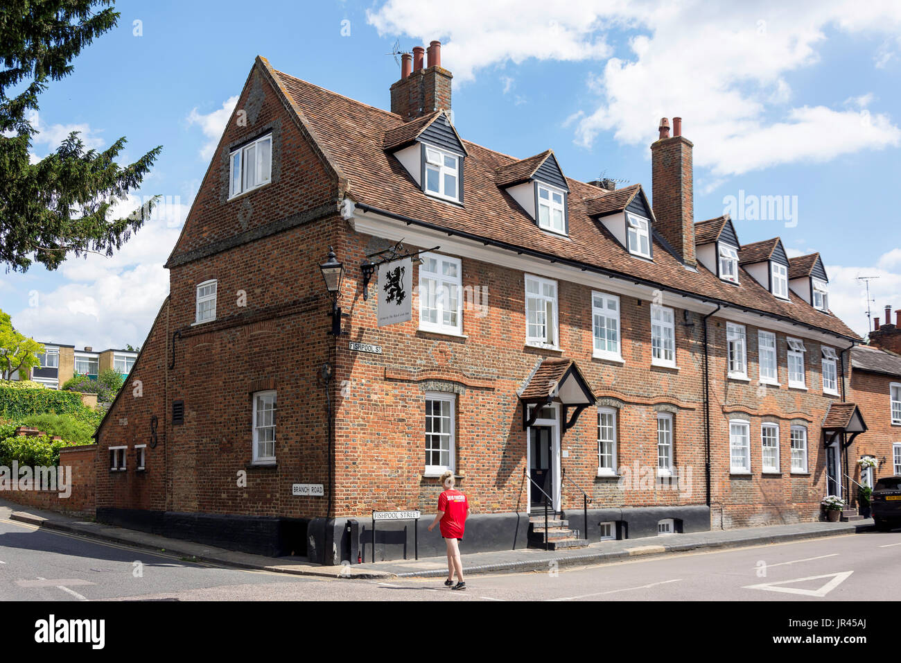 Haus (ehemals The Black Lion Inn), Fishpool Street, St. Albans, Hertfordshire, England, Vereinigtes Königreich Stockfoto