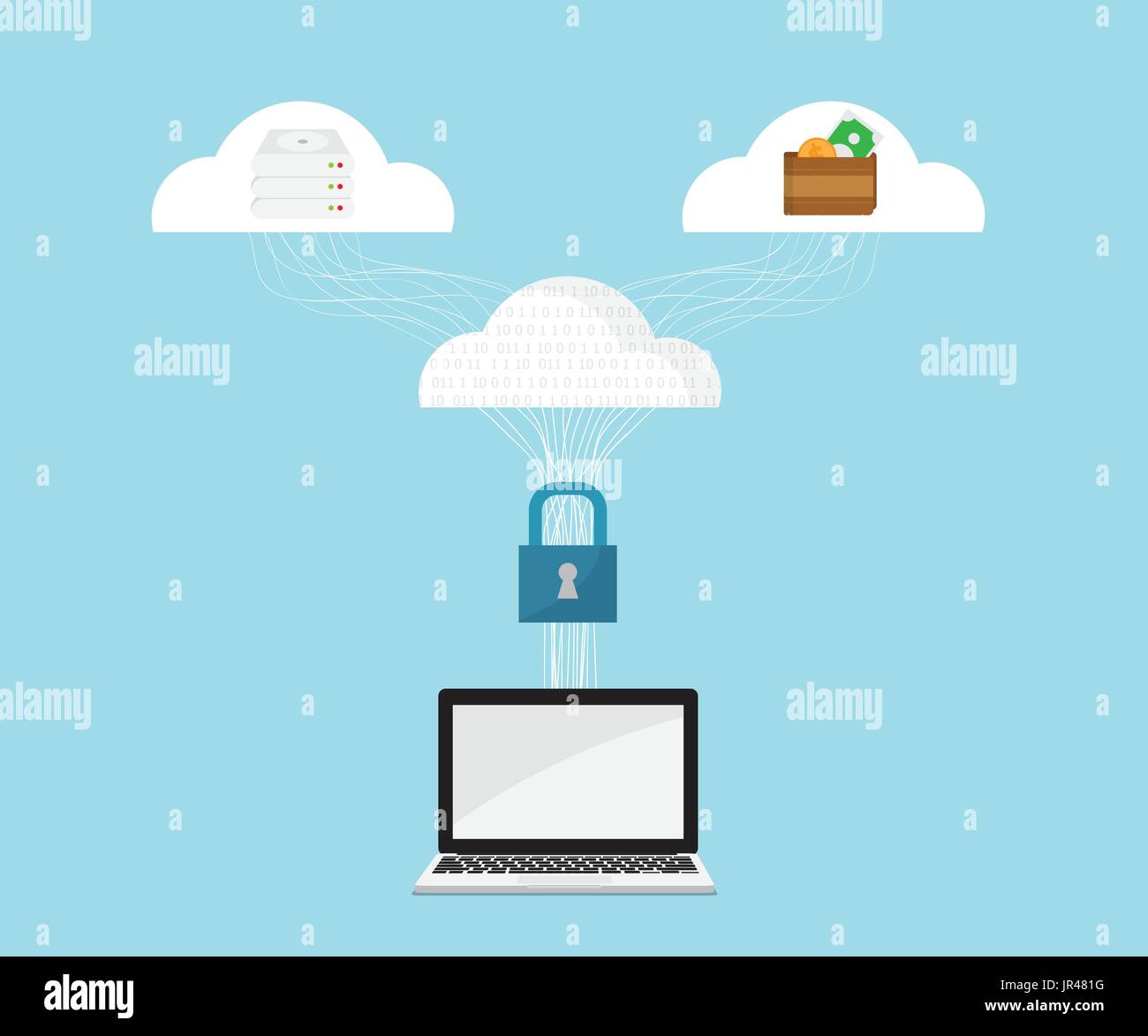 Cloud-computing, e-Wallet Daten Sicherheit Technologie Konzept Vektor-illustration Stock Vektor