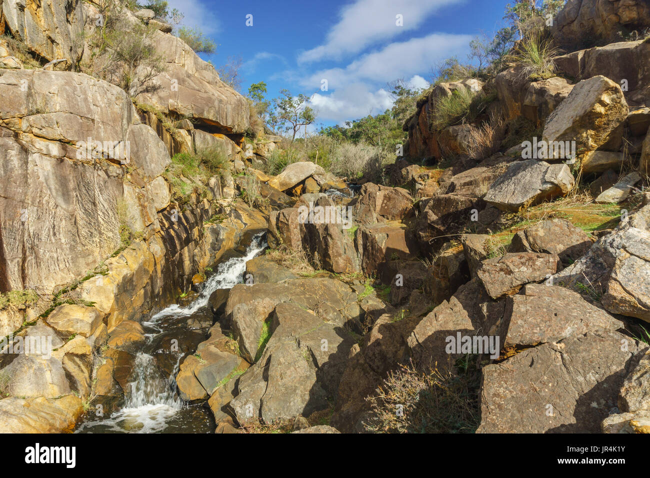 Wasserfall in der Paruna Wildlife Sanctuary, Avon Valley, Western Australia Stockfoto