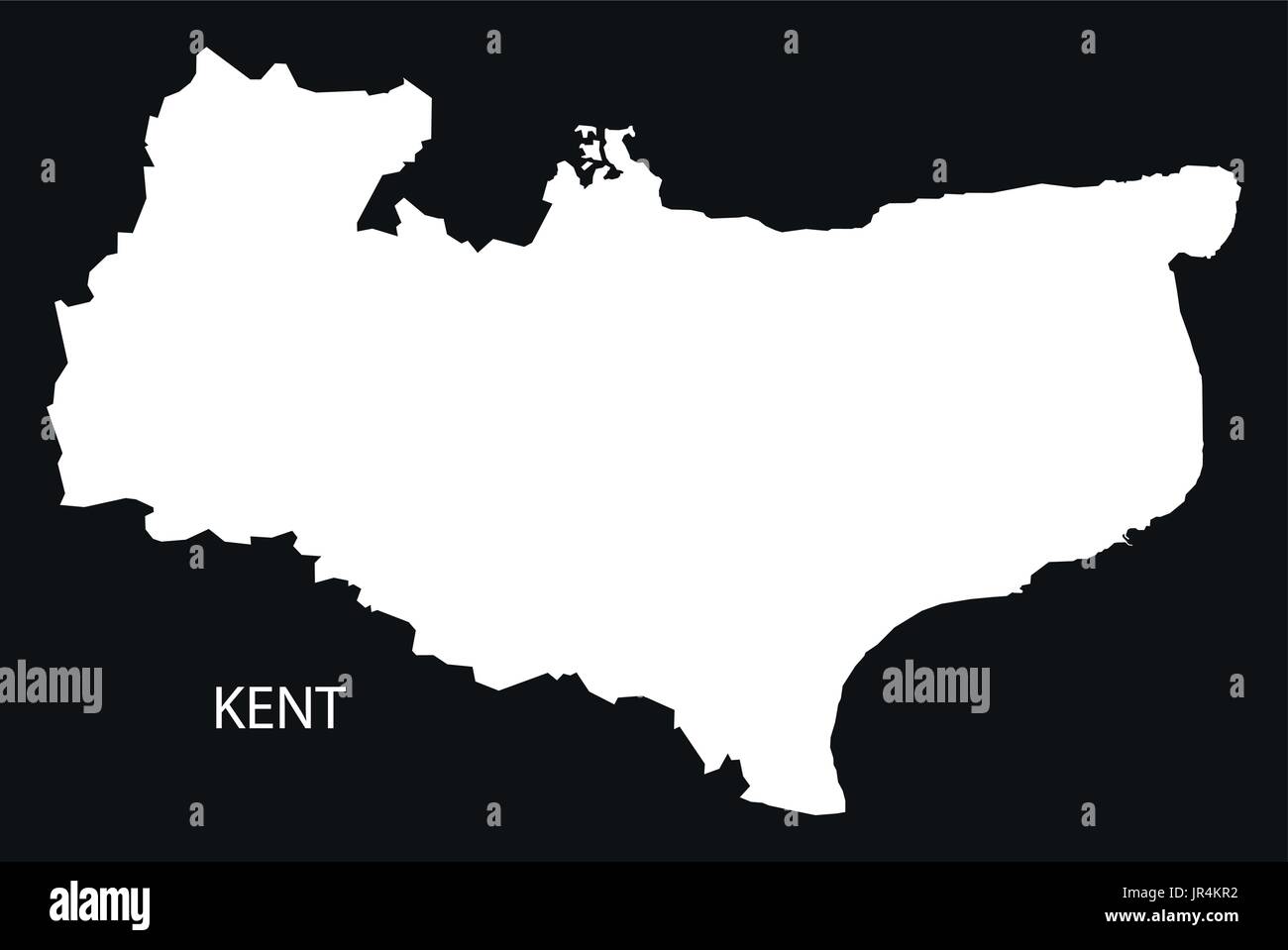 Kent England UK Karte schwarze Silhouette invertierte Darstellung Stock Vektor