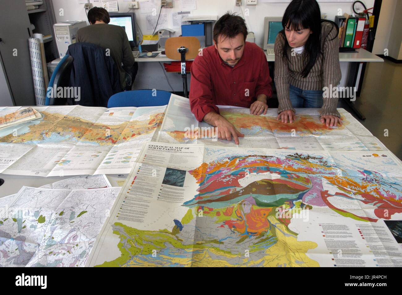 Bicocca Universität Mailand (Italien), Departement Umweltwissenschaften, Labor für digitale Kartographie. Stockfoto