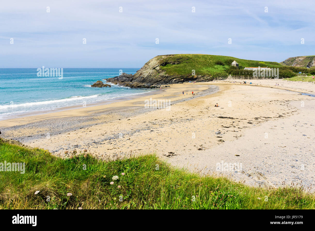 Gunwalloe Strand UK auch als Kirche Cove, Lizard Halbinsel, Cornwall, England im Sommer bekannt Stockfoto