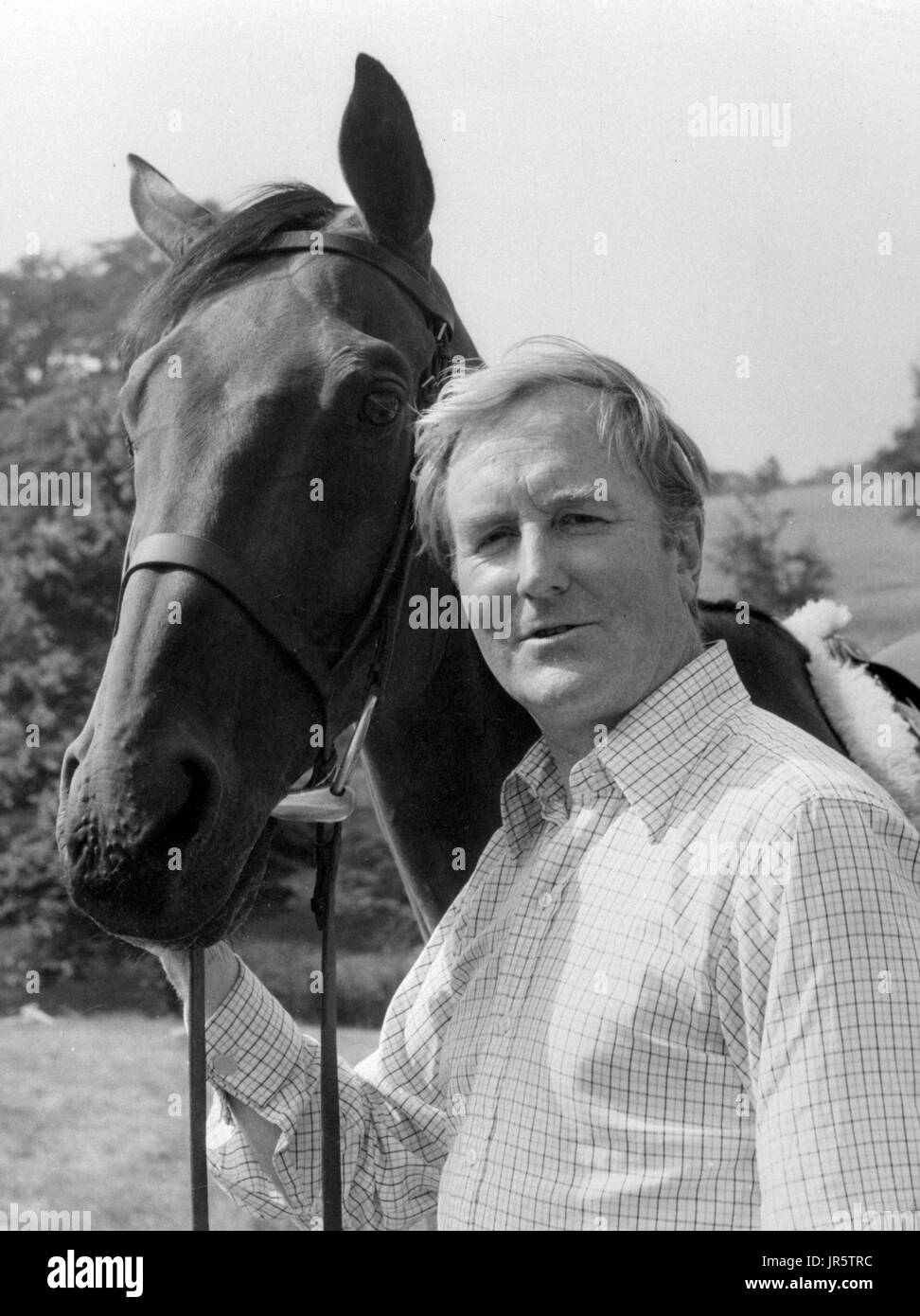 Schauspieler Robert hardy stellt Yorkshire Television Serie "Pferde in unserem Blut". Stockfoto