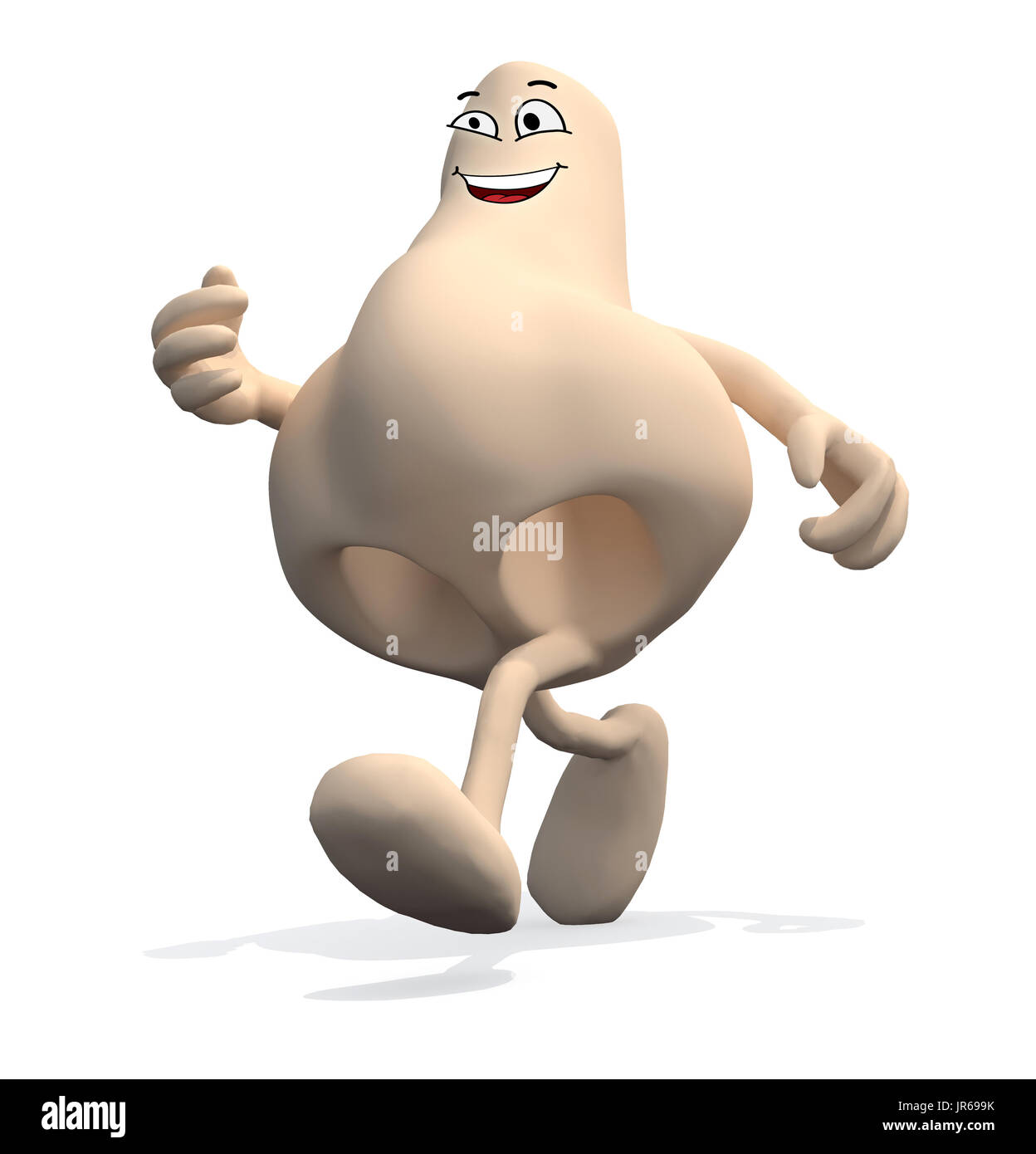 menschliche Nase mit Armen, Beinen und Gesicht, die Wandern, 3D-Illustration Stockfoto