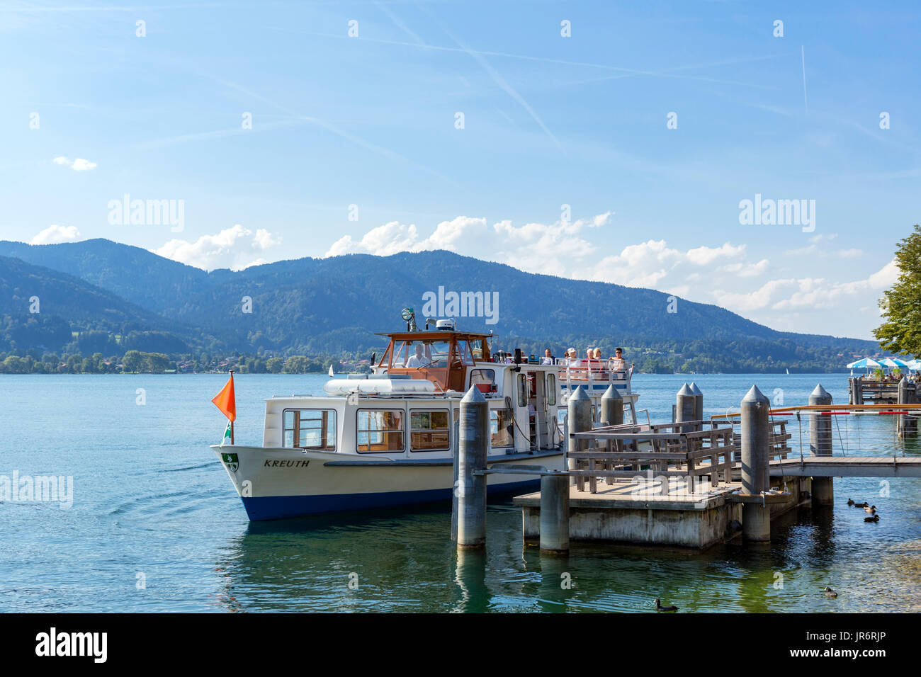 Kreuzfahrt-Schiff am Tegernsee, Tegernsee, Bayern, Deutschland Stockfoto