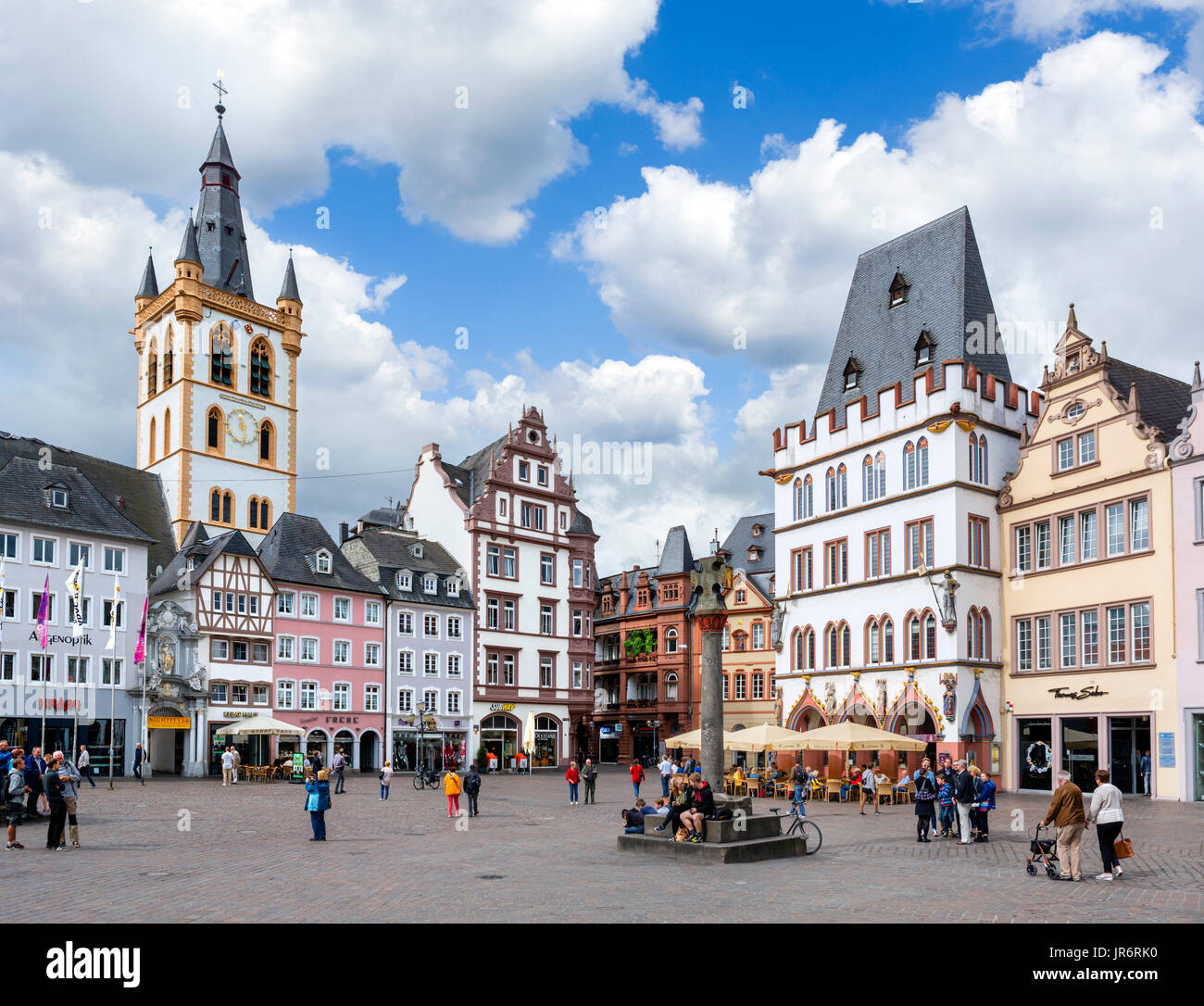 Der Hauptmarkt in der Altstadt, Trier, Rheinland-Pfalz, Deutschland Stockfoto