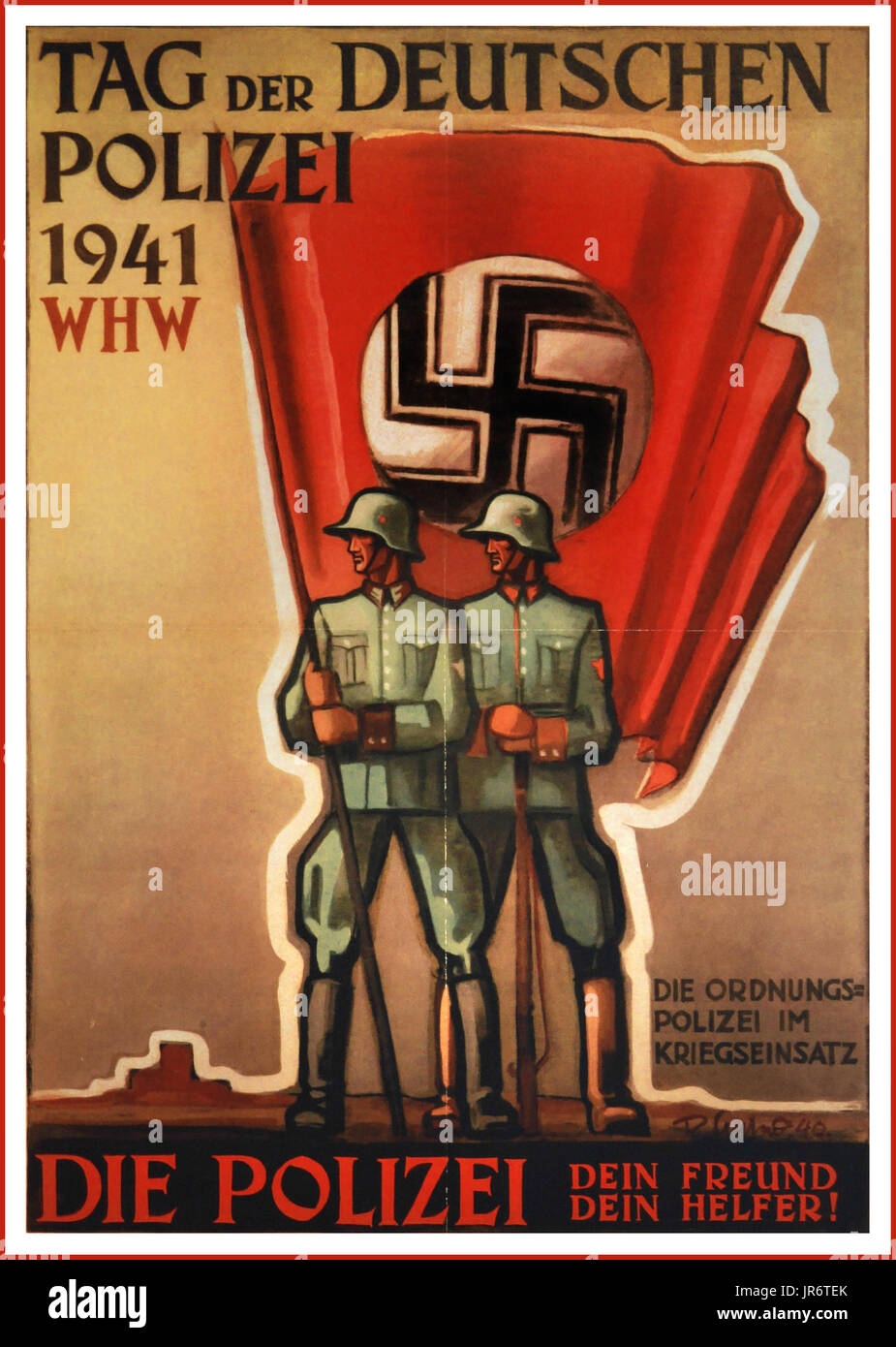 Vintage WW2 Deutsche Propaganda Poster Tag der deutschen Polizei 1941 Die Reihenfolge, in der die Wehrpflicht Die Polizei dein Freund und Helfer Stockfoto