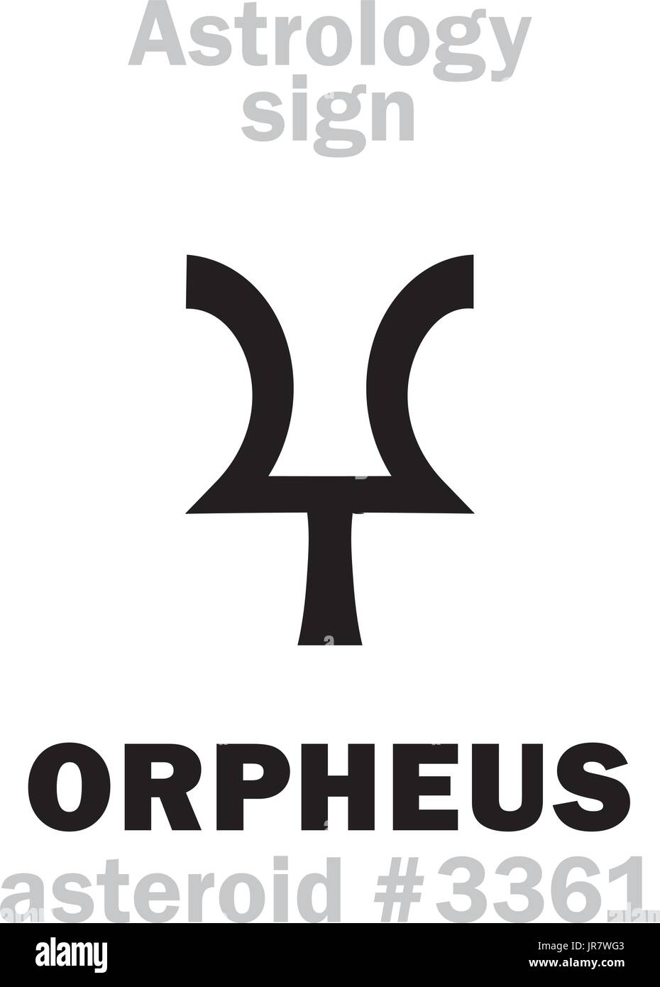 Astrologie-Alphabet: ORPHEUS, Asteroid #3361. Hieroglyphen Charakter Zeichen (einzelnes Symbol). Stock Vektor