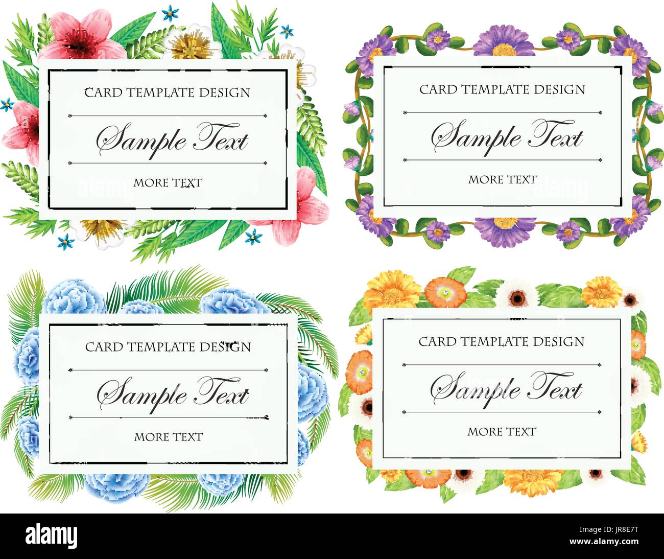 Card-Template-Design mit Blume grenzt Abbildung Stock Vektor