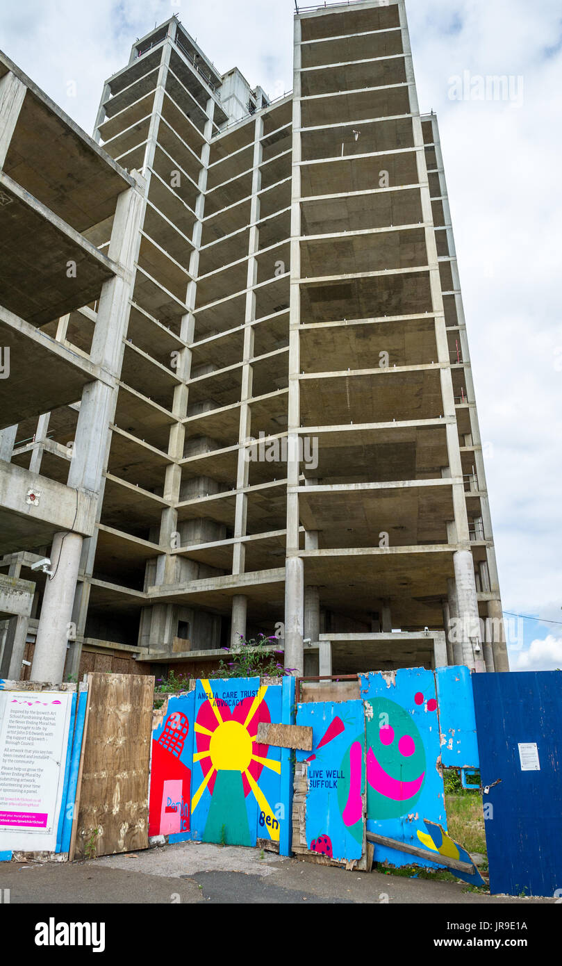 Heruntergekommen und unter entwickelten Teil der Ipswich Marina. Stockfoto