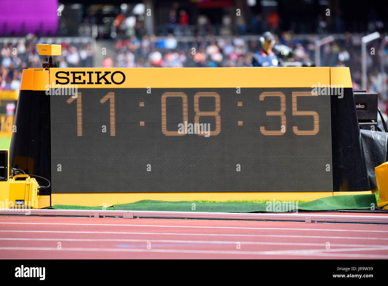 Seiko digitale Uhr bei der Para Athletics World Championships 2017 im London Stadium, Großbritannien Stockfoto