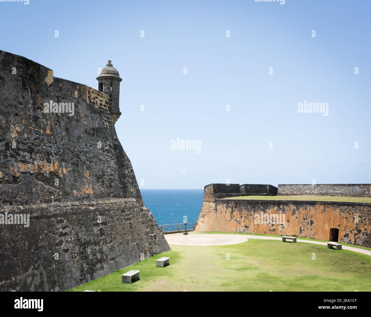 Sentry Post an historischen San Cristobal Burg in San Juan, Puerto Rico Stockfoto