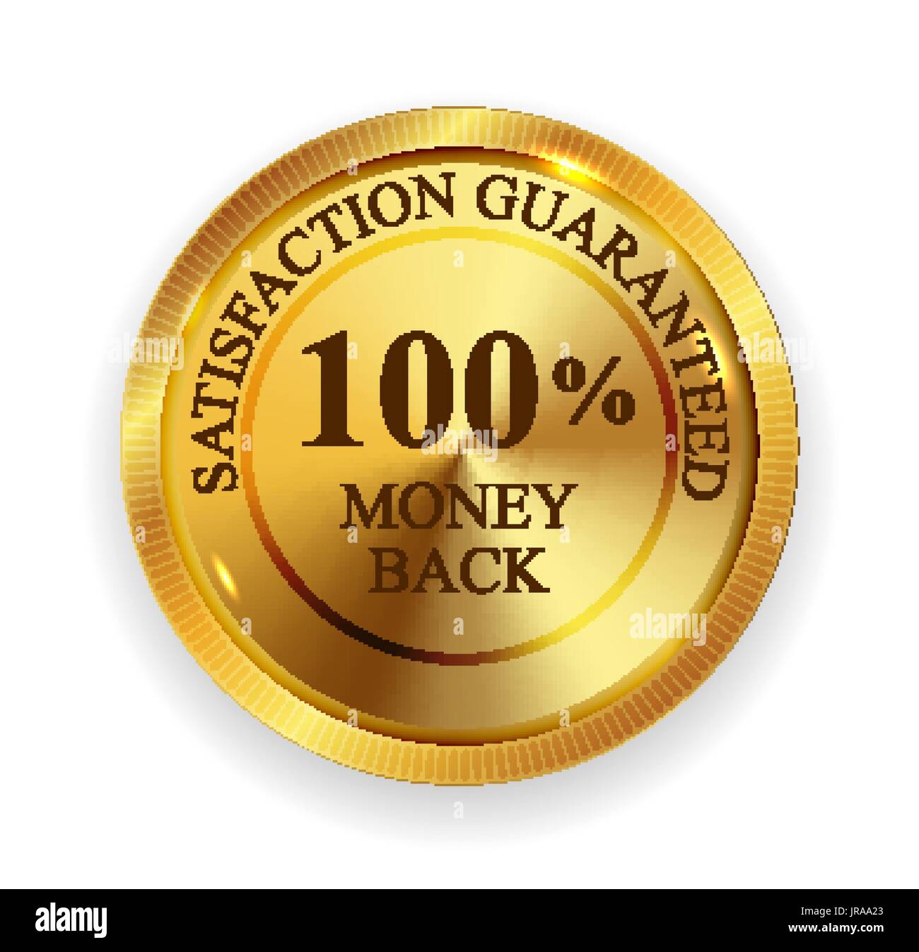 Premium Qualität 100 % Geld zurück goldene Medaille Symbol Seal unterzeichnen Iso Stock Vektor