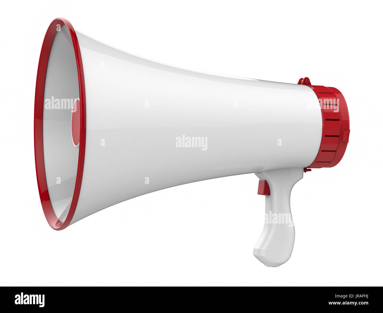 3D Rendering weiße megaphone isoliert auf weiss Stockfoto