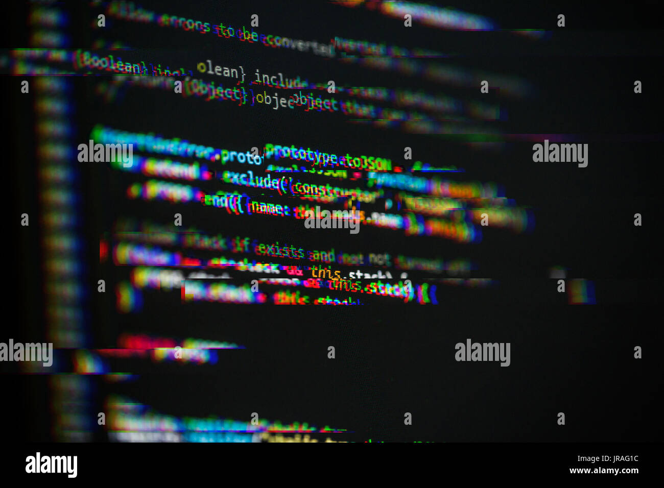 Binär-Code Hintergrund mit Glitch-Effekt Stockfoto