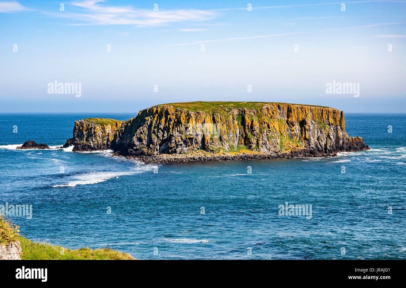 Die Schafe-Insel in der Nähe von Ballintoy, Carrick-a-Rede und Giant es Causeway, North Antrim Coast, County Antrim, Nordirland, Vereinigtes Königreich Stockfoto