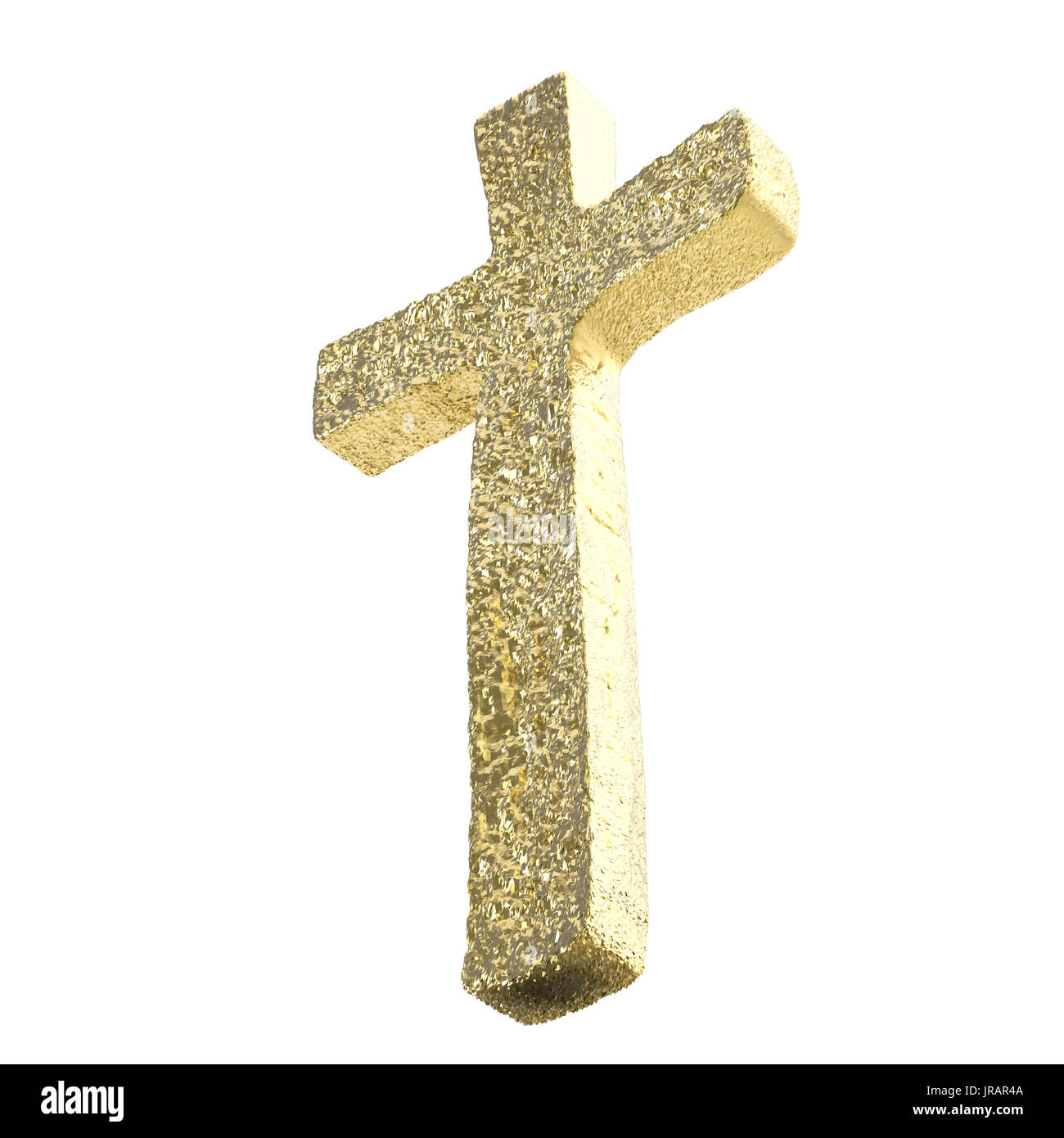 Goldkreuz isoliert auf weiss Stockfoto