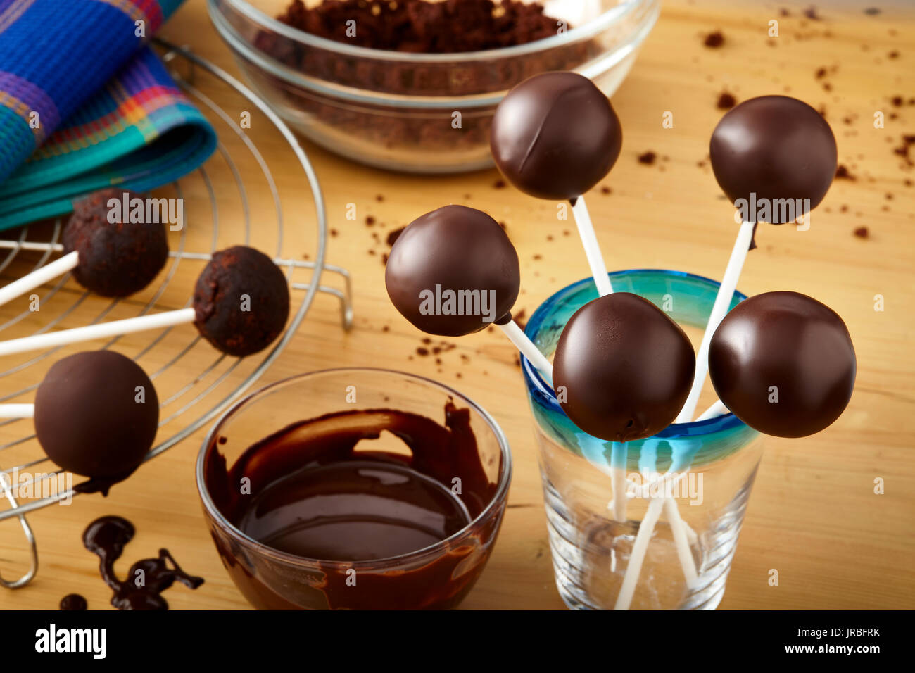 Schoko-Cake pops Stockfoto