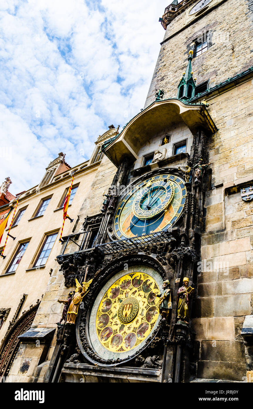 Astronomische Uhr (Orloj) in Prag, Tschechien. Altstädter Ring. Stockfoto