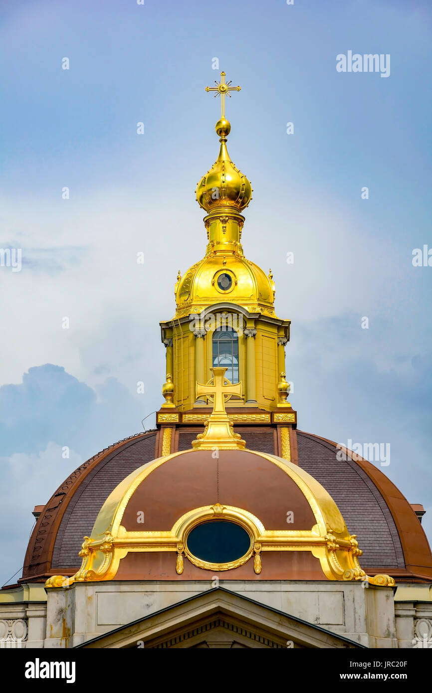 Goldene Kirchturm St. Peter Festung, in St. Petersburg, Russland Stockfoto