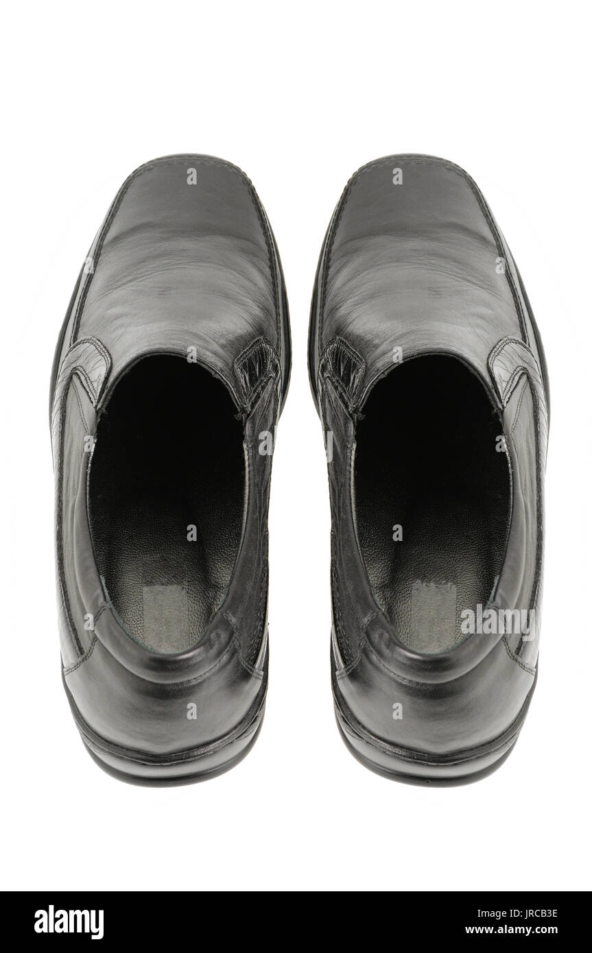 schwarze Schuhe, isoliert auf weiss Stockfoto