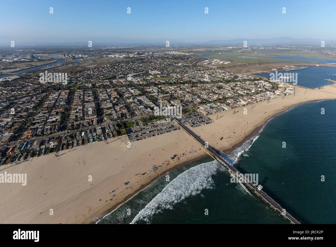 Luftaufnahme von Seal Beach in Südkalifornien. Stockfoto