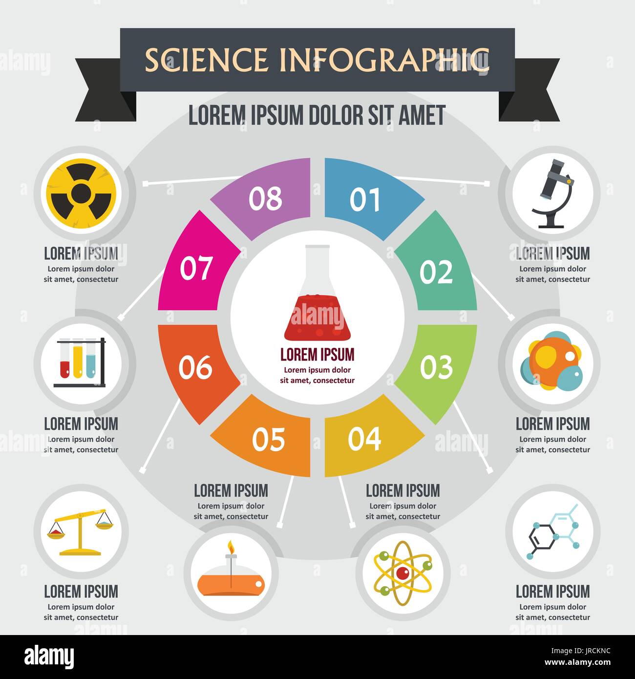 Wissenschaft-Infografik-Konzept, flachen Stil Stock Vektor