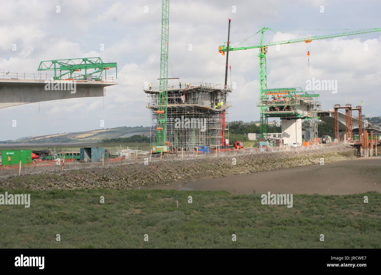 Die neuen Fluss Taw Brücke in Cambridge, UK im Bau im Jahr 2006. Stockfoto