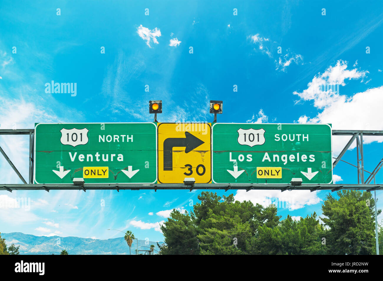 101 Autobahn Kreuzung Zeichen in Los Angeles, Kalifornien Stockfoto