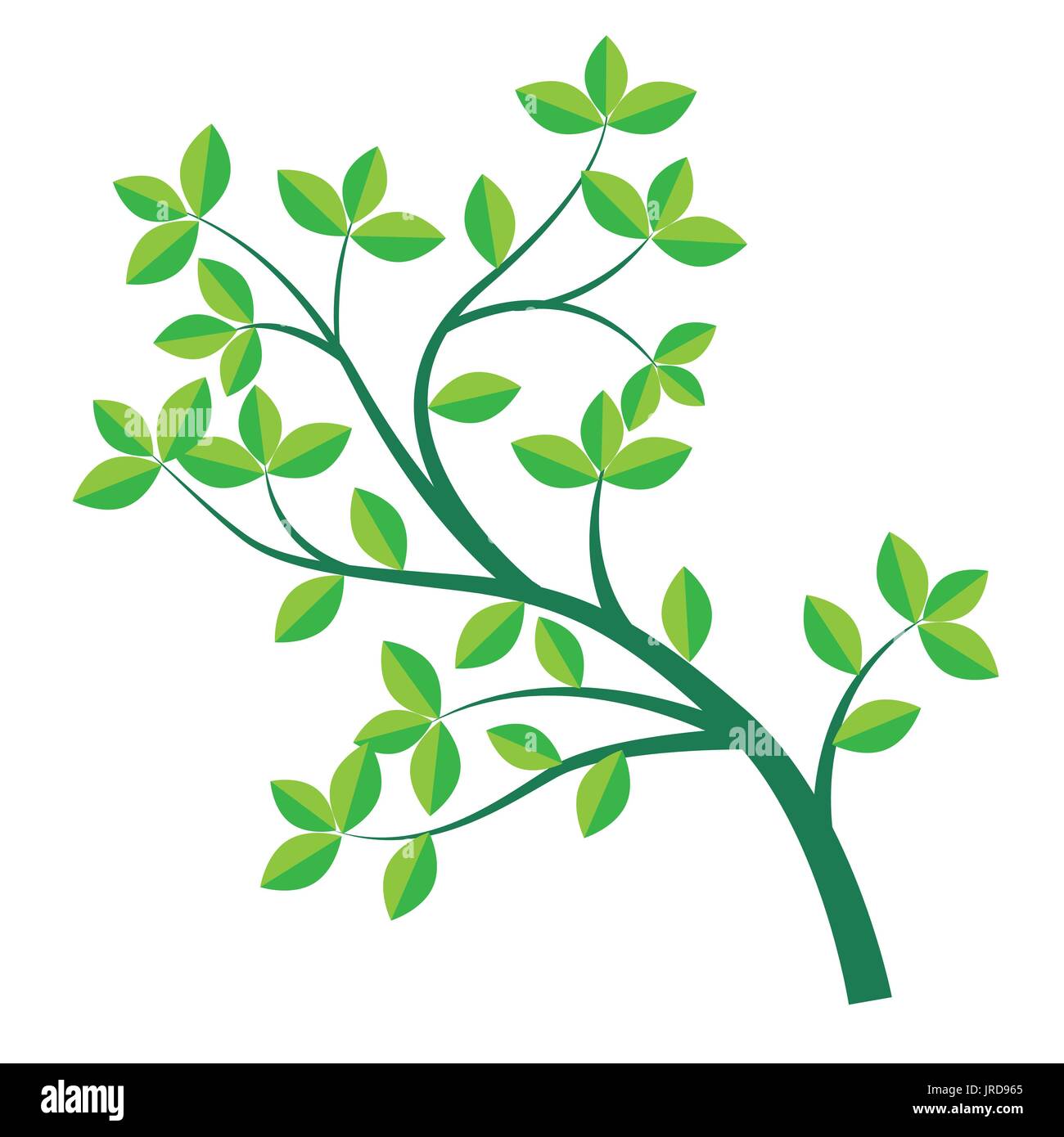 Isolierte grünen Zweig und Blatt durch flache Bauform. Vektor-Illustration. Stock Vektor