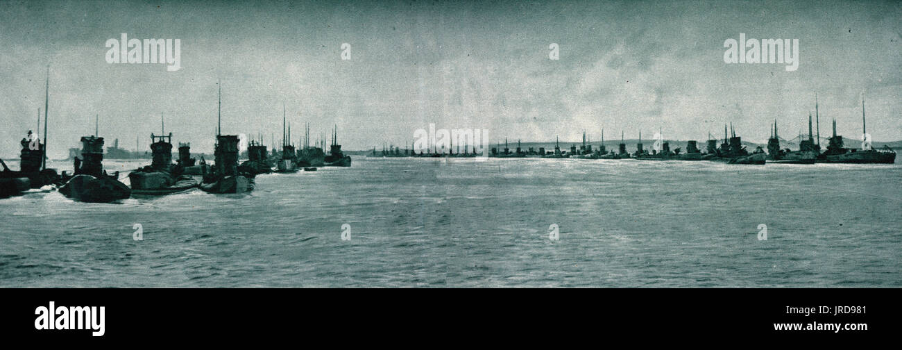 Internierte deutsche u-Boote in Harwich, November 1918 Stockfoto