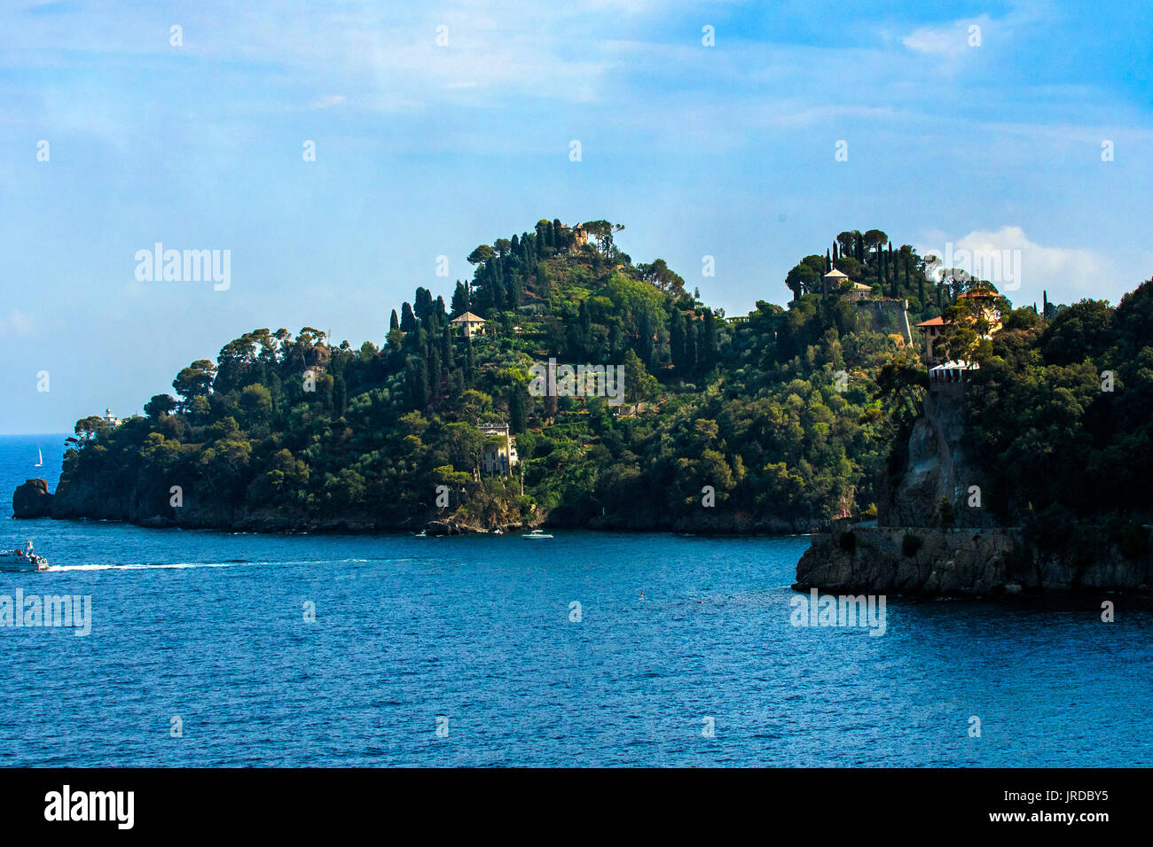 Italien Ligurien Portofino Naturpark Santa Margherita Ligure Blick von Abbazia La Cervara - Blick auf die Küste von Portofino montieren Stockfoto
