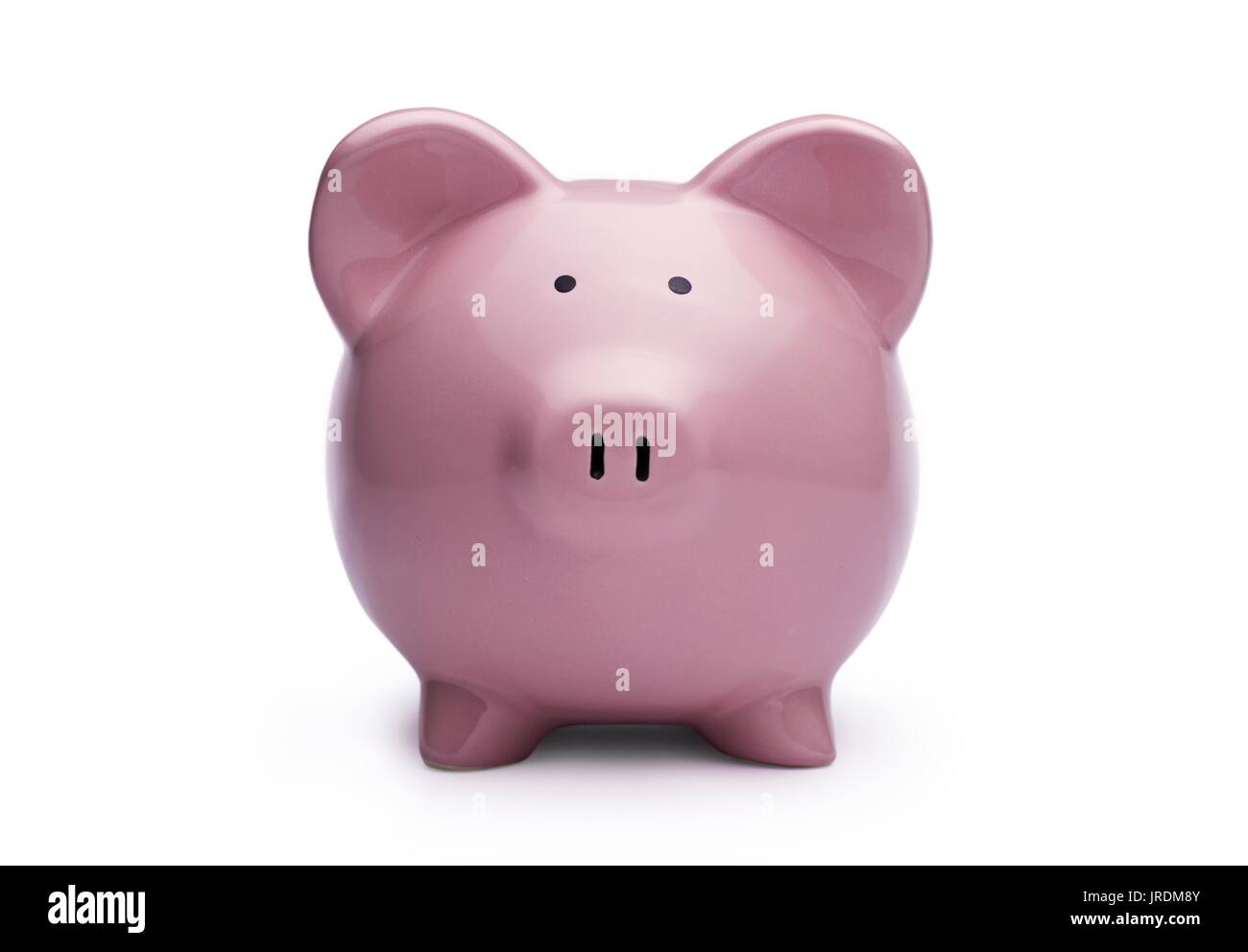 Wenig Keramik rosa Sparschwein oder kässeli auf weißem Hintergrund konzeptionelle Sparen, Finanzen, Investment, Sicherheit und Ziele Stockfoto