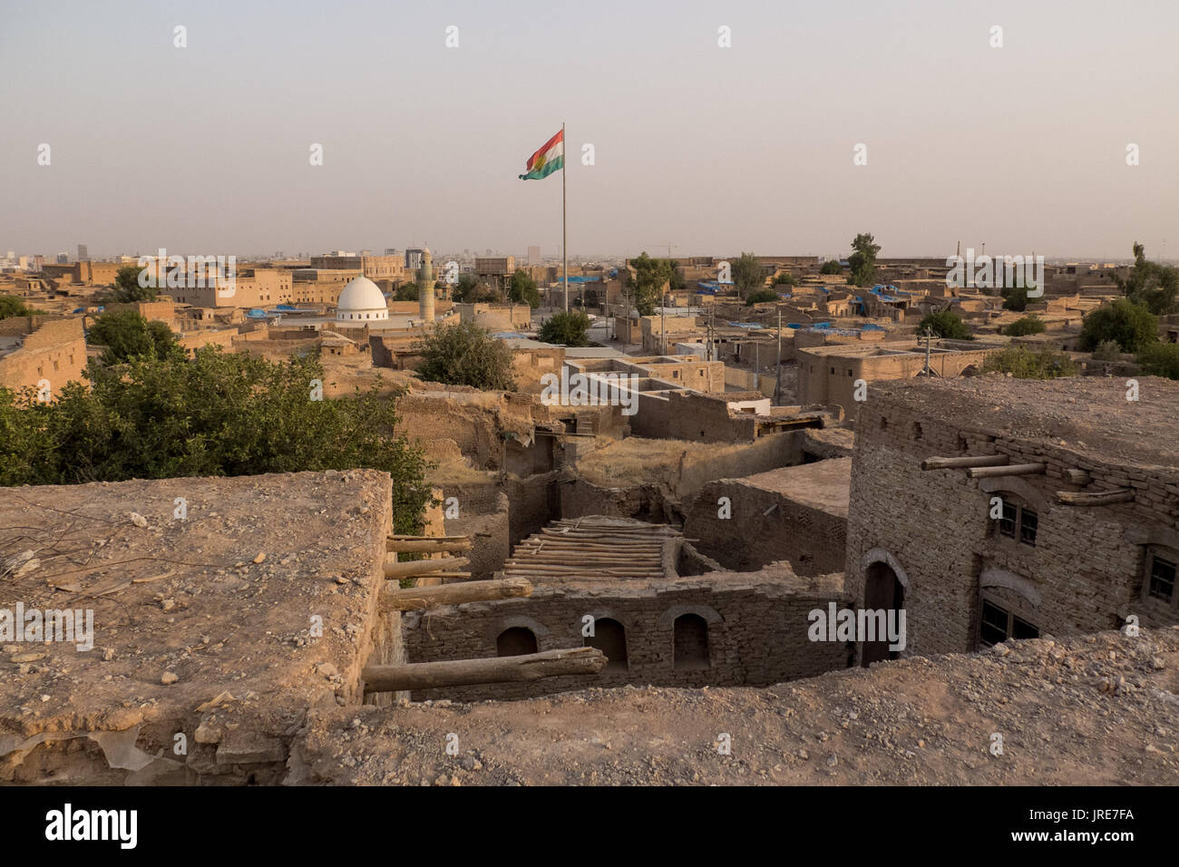 Blick auf die alte Zitadelle von Arbil im irakischen Kurdistan. Juli 2013. Stockfoto