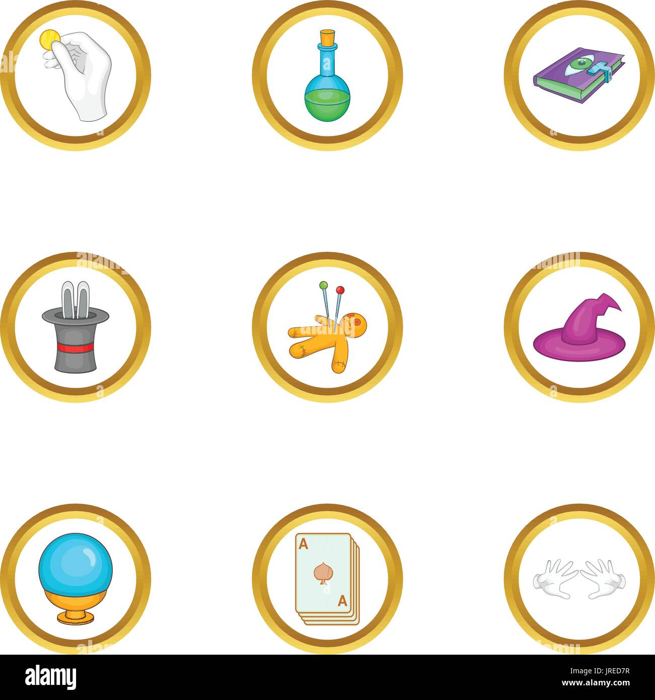 Assistenten Dinge Icons set, cartoon-Stil Stock Vektor