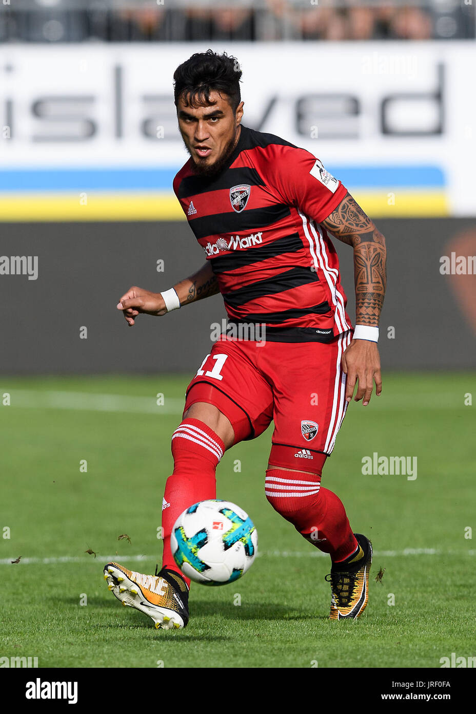 Dario Lezcano (Ingolstadt) Einzelaktion, Freisteller.  GES / Fussball / 2. Bundesliga: SV Sandhausen - FC Ingolstadt, 04.08.2017--Fußball / Fußball 2. Liga: SV Sandhausen Vs FC Ingolstadt, Sandhausen, 4. August 2017--| Verwendung weltweit Stockfoto